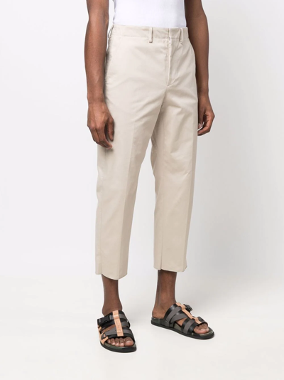 Shop Fendi Cropped Straight-leg Trousers In Nude