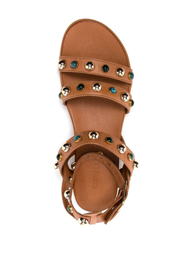 Carvela Kingston Studded Flat Sandals In Braun ModeSens