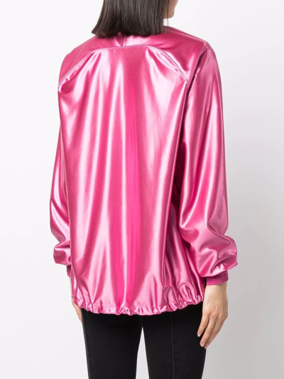 Shop Khrisjoy High-shine Oversize Bomber Jacket In Rosa