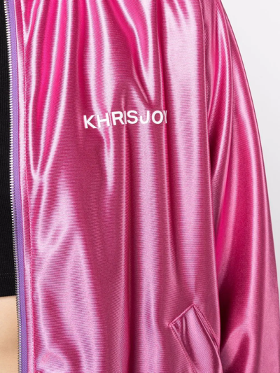 Shop Khrisjoy High-shine Oversize Bomber Jacket In Rosa