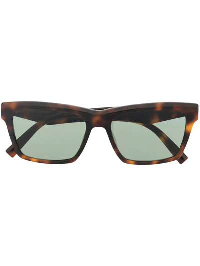 Shop Saint Laurent Wayfarer-frame Tortoiseshell Sunglasses In Braun