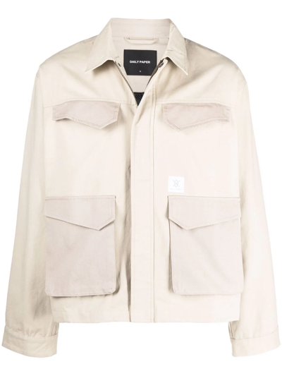Shop Daily Paper Multiple-pocket Detail Jacket In Nude