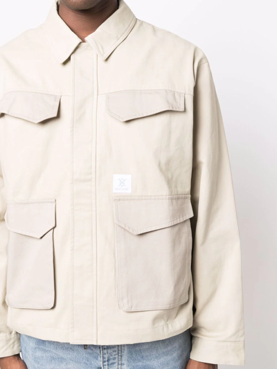 Shop Daily Paper Multiple-pocket Detail Jacket In Nude