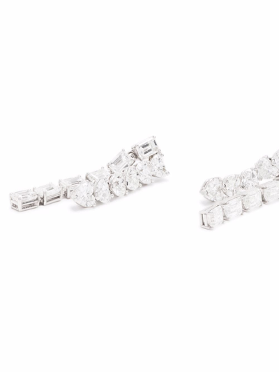 Shay 18kt White Gold Double Diamond Waterfall Earrings In Silber