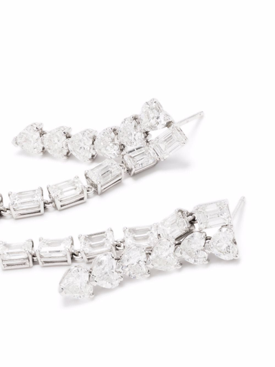 Shay 18kt White Gold Double Diamond Waterfall Earrings In Silber