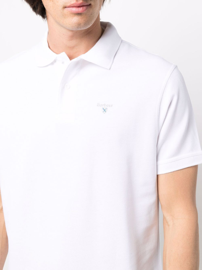 Shop Barbour Embroidered-logo Polo Shirt In Weiss