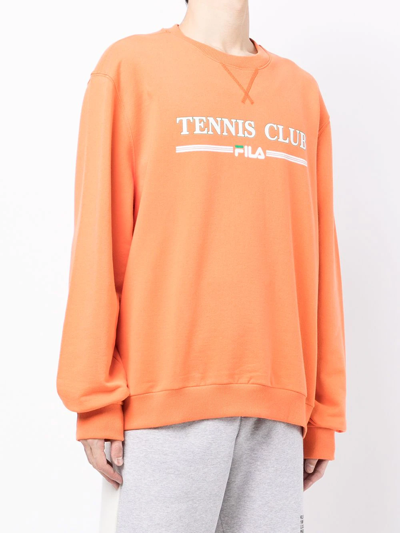 Shop Fila Slogan-print Sweatshirt In Orange