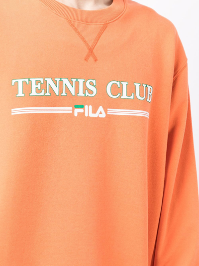 Shop Fila Slogan-print Sweatshirt In Orange