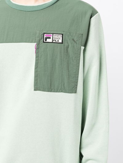 Shop Fila Colour-block Sweatshirt In Grün