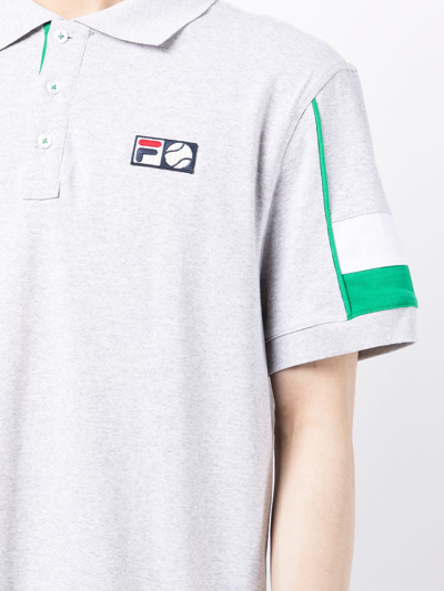 Shop Fila Stripe-sleeve Polo Shirt In Grau