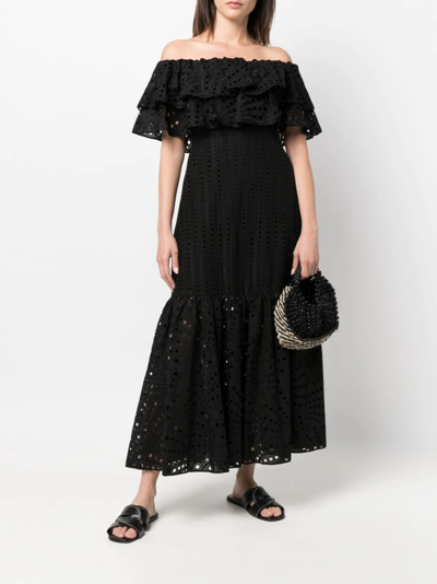 Charo Ruiz Isabella Broderie Anglaise Midi Dress In Schwarz
