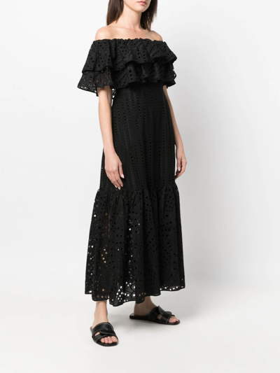 Charo Ruiz Isabella Broderie Anglaise Midi Dress In Schwarz