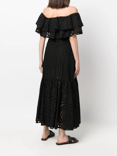Charo Ruiz Isabella Broderie Anglaise Midi Dress In Schwarz