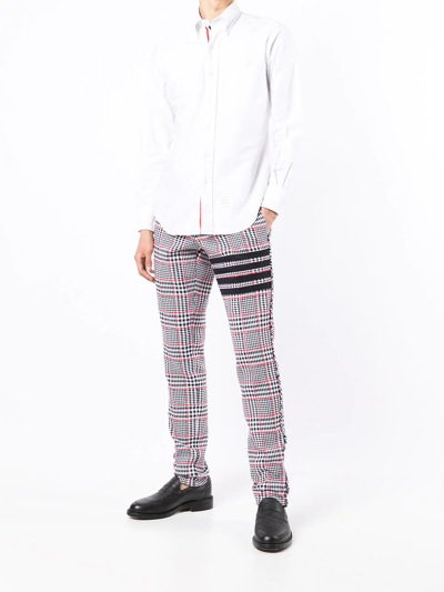 Shop Thom Browne 4-bar Prince Of Whales Check Frayed Chinos In Schwarz