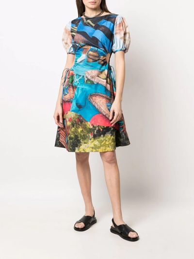 Shop Andersson Bell Abstract-print Puff-sleeve Dress In Blau