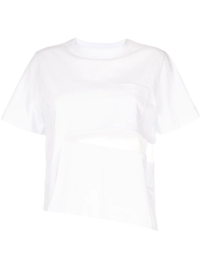 Shop Sacai Cut-out Cotton T-shirt In Weiss