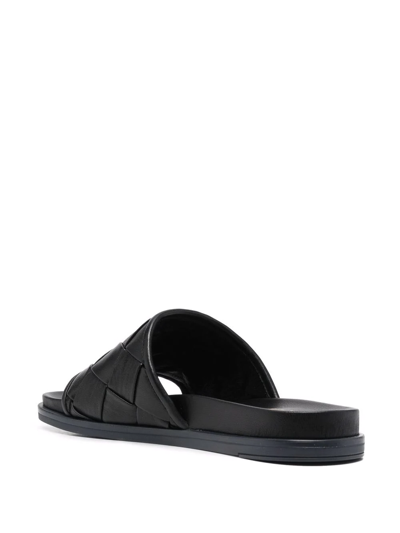 Shop Casadei Interwoven Leather Sliders In 0000 Black