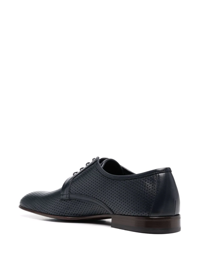 Shop Casadei Perforated Leather Oxford Shoes In Blau