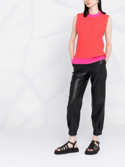 Ganni Contrasting-trimmed Regular-fit Wool-blend Vest In Rosa