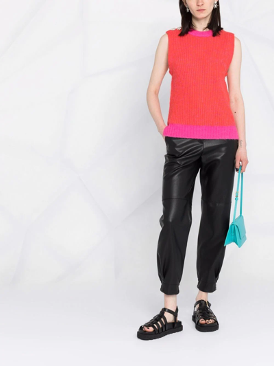 Ganni Contrasting-trimmed Regular-fit Wool-blend Vest In Rosa