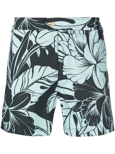 Shop Tom Ford Graphic-print Swim Shorts In Grün
