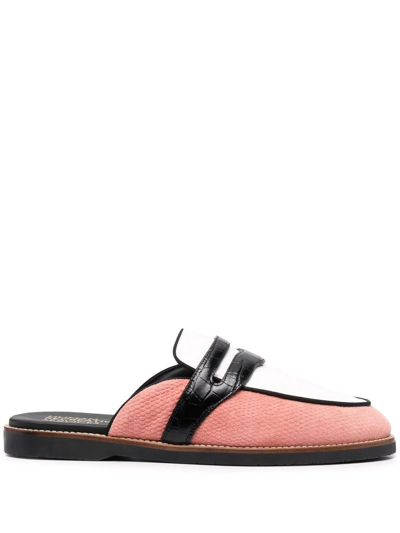 Shop Human Recreational Services Colour-block Design Slippers In Rosa