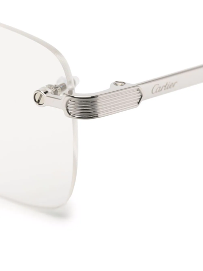 Shop Cartier Ct0349 Rimless Square Glasses In Grau
