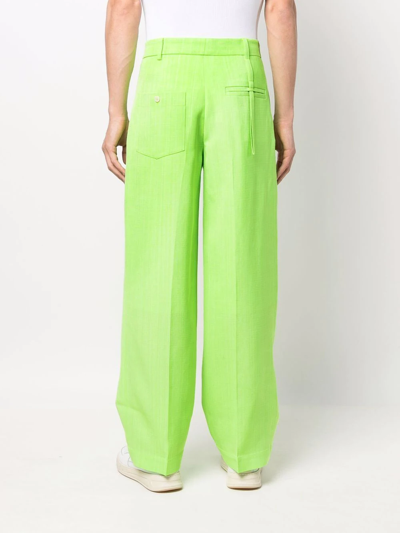 Shop Jacquemus Le Pantalon Mela Wide-leg Trousers In Grün