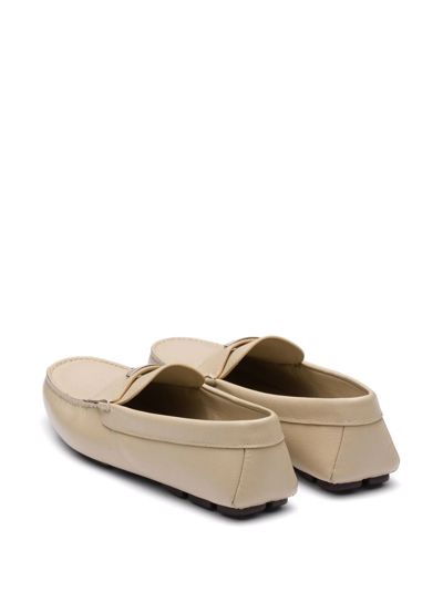 Shop Prada Triangle-logo Penny-slot Loafers In Nude