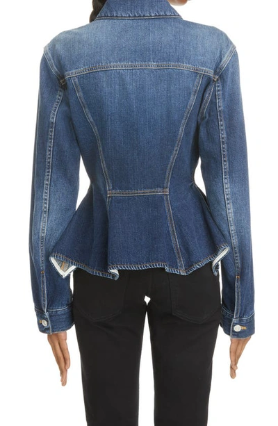 Shop Givenchy Denim Peplum Jacket In 420-medium Blue