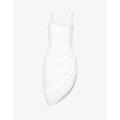 Shop Jacquemus La Robe Saudade Crinkle-texture Woven Midi Dress In White