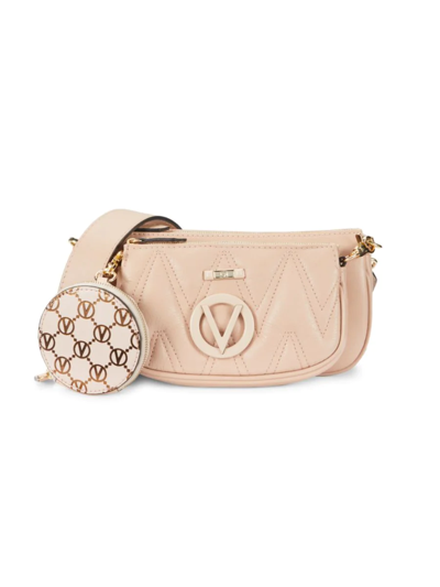 Shop Valentino By Mario Valentino Women's Demi 3-in-1 Quilted Leather Shoulder Bag & Pouch Set In Rose