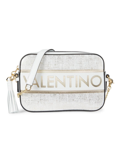 Shop Valentino By Mario Valentino Women's Babette Logo-adorned Textured Leather Shoulder Bag In White