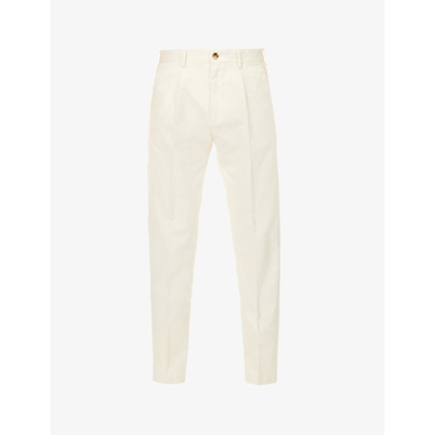 Shop Paul Smith Chino Straight-leg Stretch-cotton Trousers In Off White