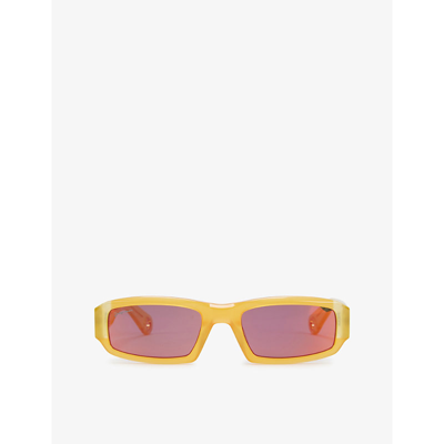 Shop Jacquemus Les Lunettes Altu Rectangular-frame Acetate Sunglasses In Orange