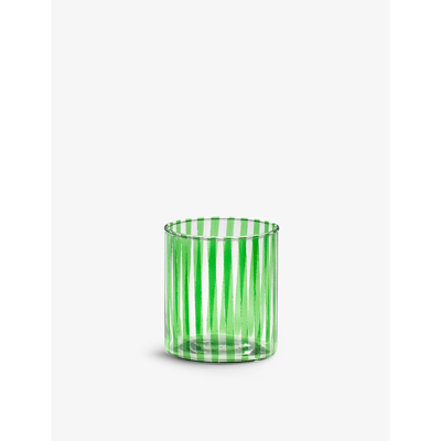 Shop Anna + Nina Multi-coloured Striped Glass Tealight Holder 9cm