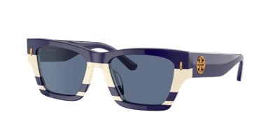 Tory Burch Navy Rectangular Ladies Sunglasses Ty7169u 189580 52 In Solid Navy