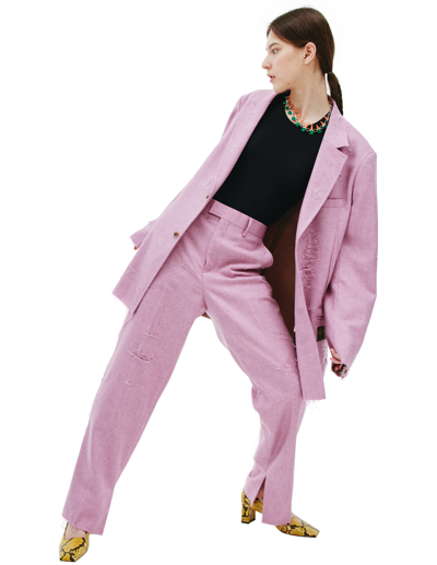 Shop Doublet Recycled Damaged Trousers In Pink