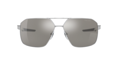 Shop Prada Linea Rossa Man Sunglasses Ps 55ws In Light Grey Mirror Silver