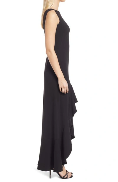 Shop Vince Camuto Ruffe Front Sleeveless Gown In Black