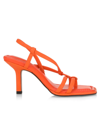 Shop Frame Women's Le Addison Leather Wrap Sandals In Orange Crush