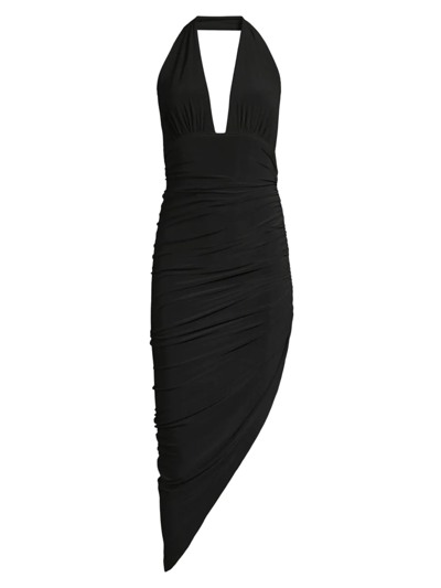 Shop Norma Kamali Women's Asymmetric Halter Dress In Black