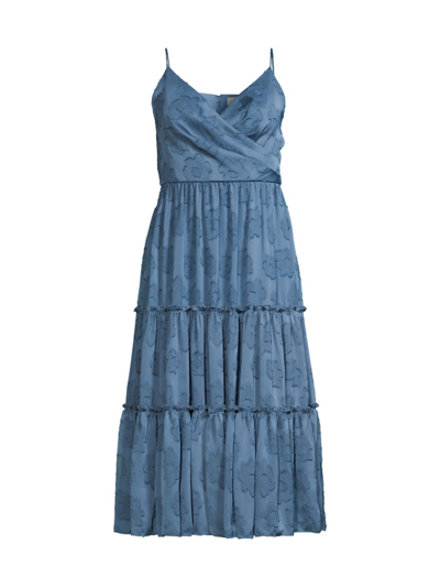 Shop Sachin & Babi Women's Dalia Tiered Floral-embroidered Dress In Chambray Blue