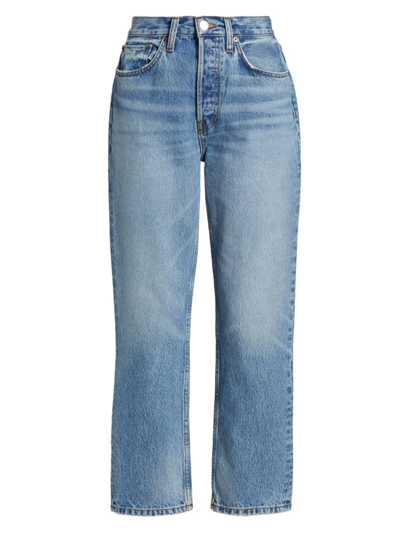 Shop Re/done Women's 70s High-waisted Cropped Stove Pipe Jeans In Favorite Blue