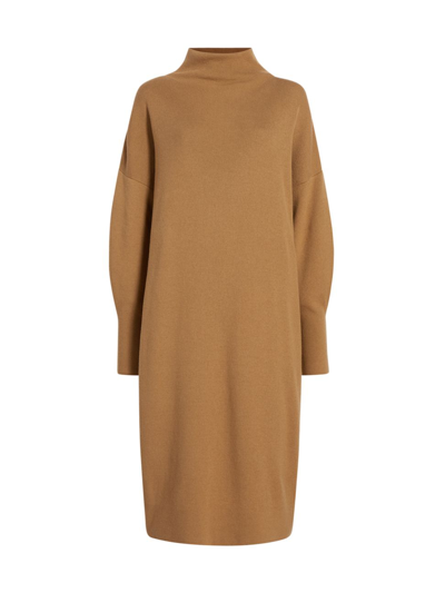 Shop Another Tomorrow Women's Ribbed Funnel Neck Midi-dress In Vicuna