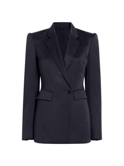 Shop Another Tomorrow Women's Seamed-waist Single-breasted Jacket In Navy
