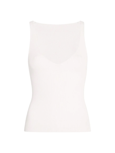 Shop Another Tomorrow Women's Core Plunging V-neck Tank Top In White