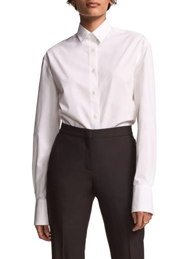 Shop Another Tomorrow Women's Core Menswear-inspired Shirt In White