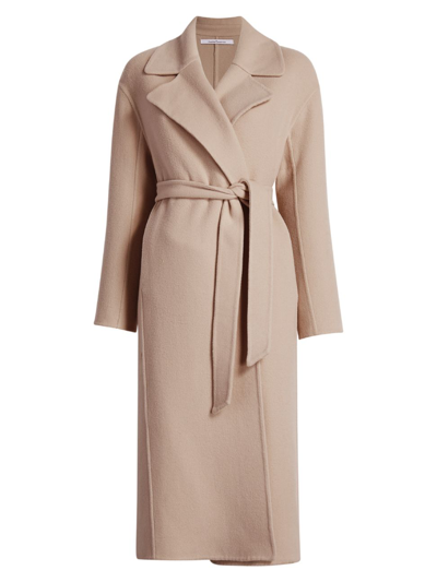 Shop Another Tomorrow Women's Core Belted Merino Wool Coat In Latte