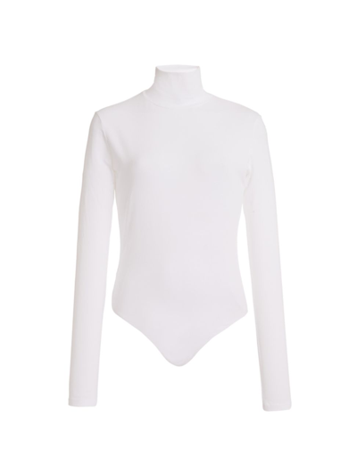 Shop Another Tomorrow Women's Long-sleeve Turtleneck Bodysuit In White